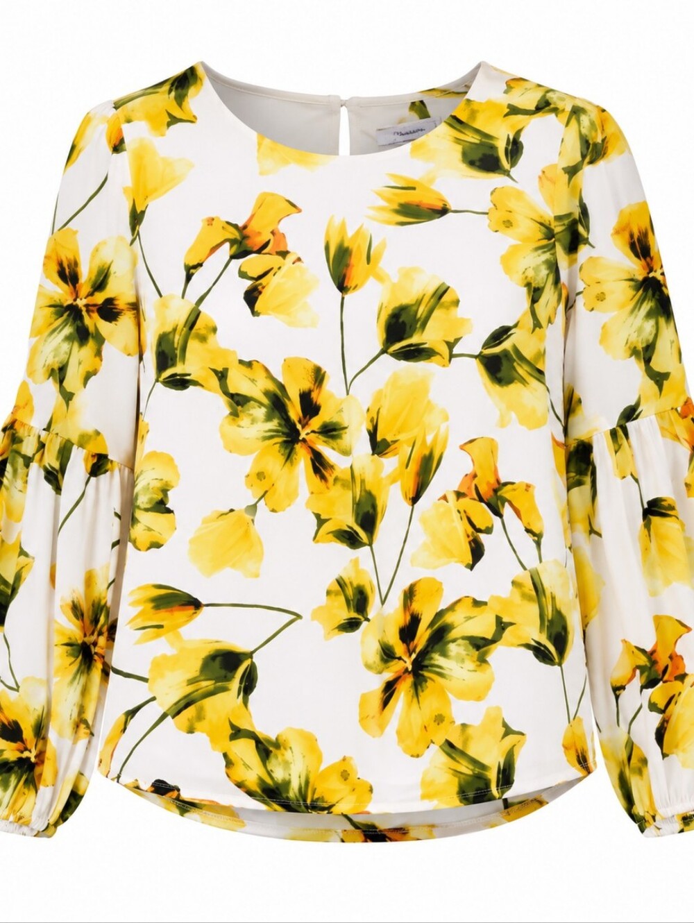 TanJay White Yellow Lightweight Bright Chiffon Sleeves Breezy Women's Blouse 12